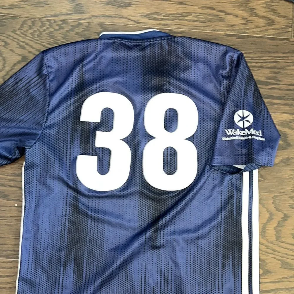 Mens North Carolina FC Soccer Blue ⚽️38 Aetna climalite jersey small S men’s